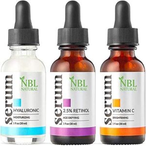 Trio Set of NBL Natural Anti Aging Pack Of 3 Hyaluronic, Retinol And Vitamin C Face Serum Set (3 x 30 ML)