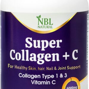 NBL Natural Super Collagen with Vitamin C, Collagen Peptides Types 1 & 3 for Hair, Skin, Nails & Joints – 6000MG - 250 Tablets