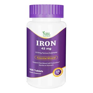 NBL Natural Iron High Potency Ferrous Sulfate Iron Supplement 45 mg 100 Tablets