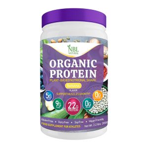NBL NATURAL Plant Based Organic Protein Powder, Vegan Protein Powder for Men & Women, 22G Protein Per Serving, Non-Dairy, Gluten Free, Lactose Free, No Sugar Added, Banana, 2.2 lb, 25 Servings