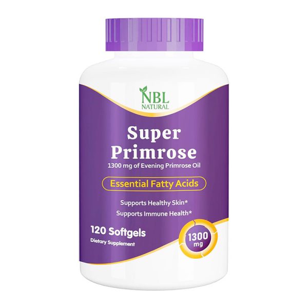 NBL Natural, Super Primrose 1300 mg with Naturally Occurring GLA (Gamma-Linolenic Acid), Women’s Health & Skin Health, 120 Softgels