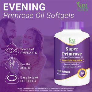 NBL Natural, Super Primrose 1300 mg with Naturally Occurring GLA (Gamma-Linolenic Acid), Women’s Health & Skin Health, 120 Softgels - Image 6